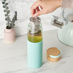 Pinky Up Dana Glass Travel Mug in Turquoise