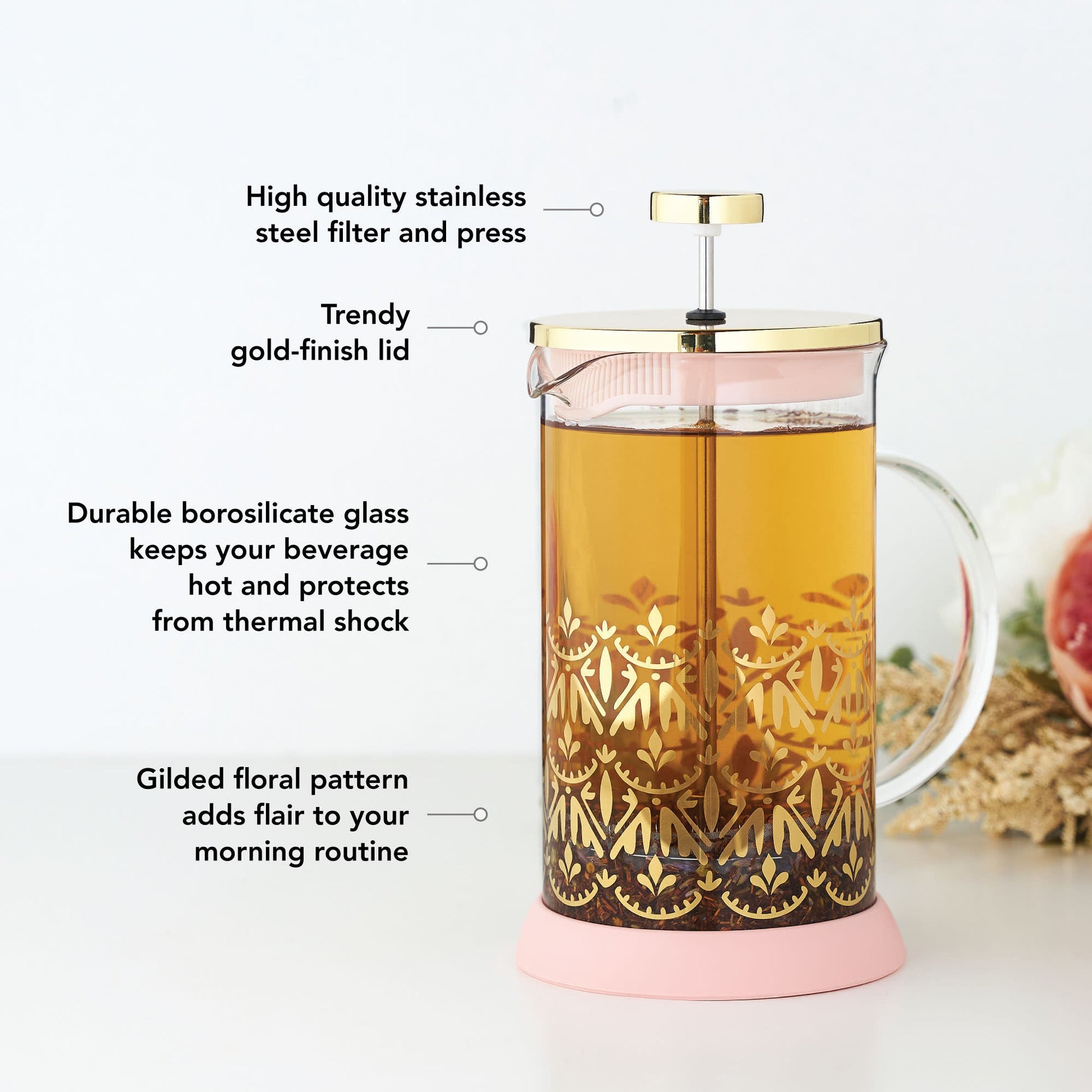 Pinky Up Riley Casablanca Glass Tea Press Pot