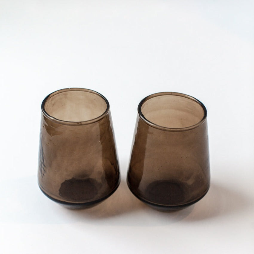 Creative Women Handblown Hammered Glass Water Tumbler, Smoke - set of 4