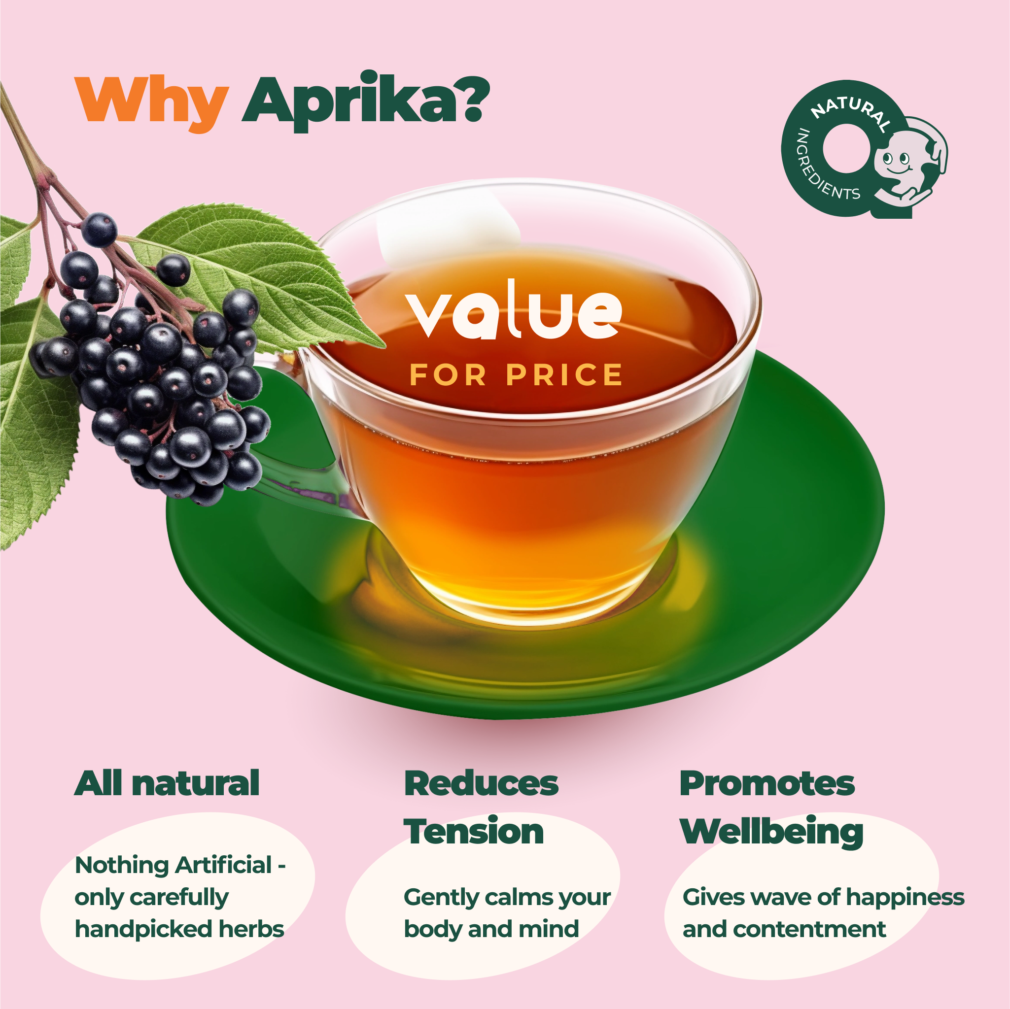 Aprika Life Calm and Relax Herbal Tea, 60 Bags