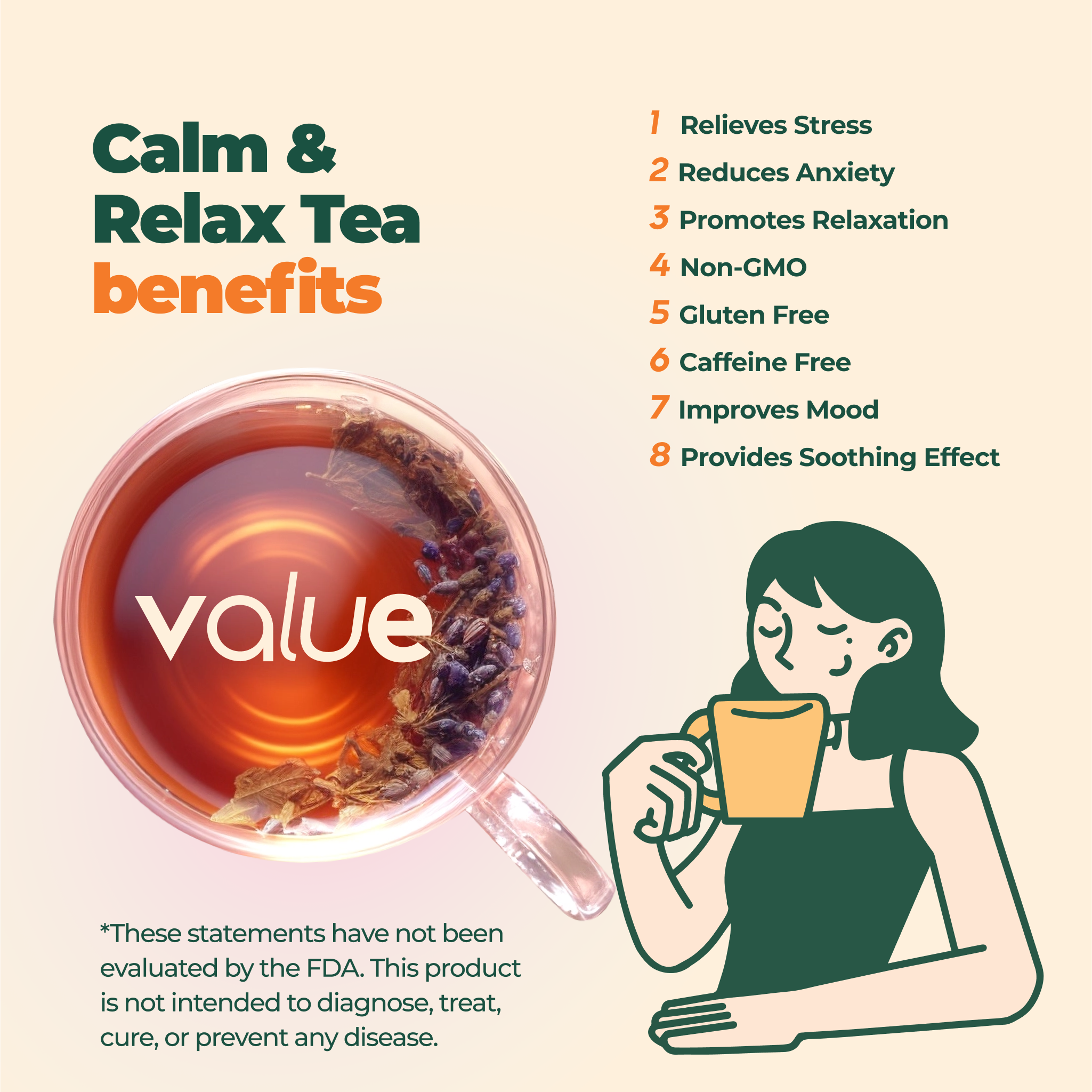 Aprika Life Calm and Relax Herbal Tea, 60 Bags