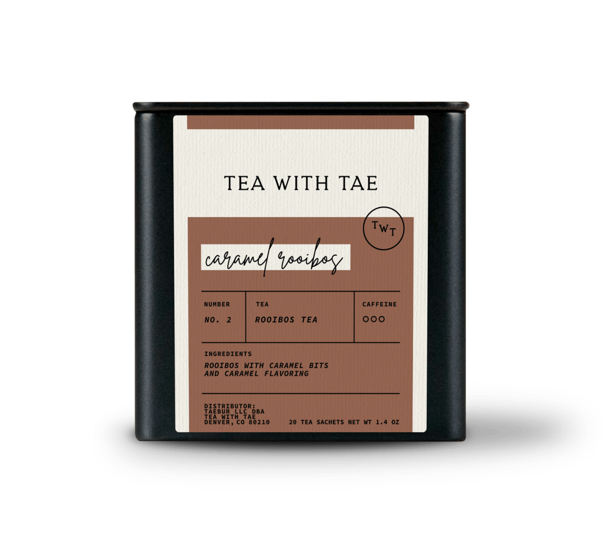 Tea with Tae Caramel Rooibos Tea Tin Gift (20 tea sachets)