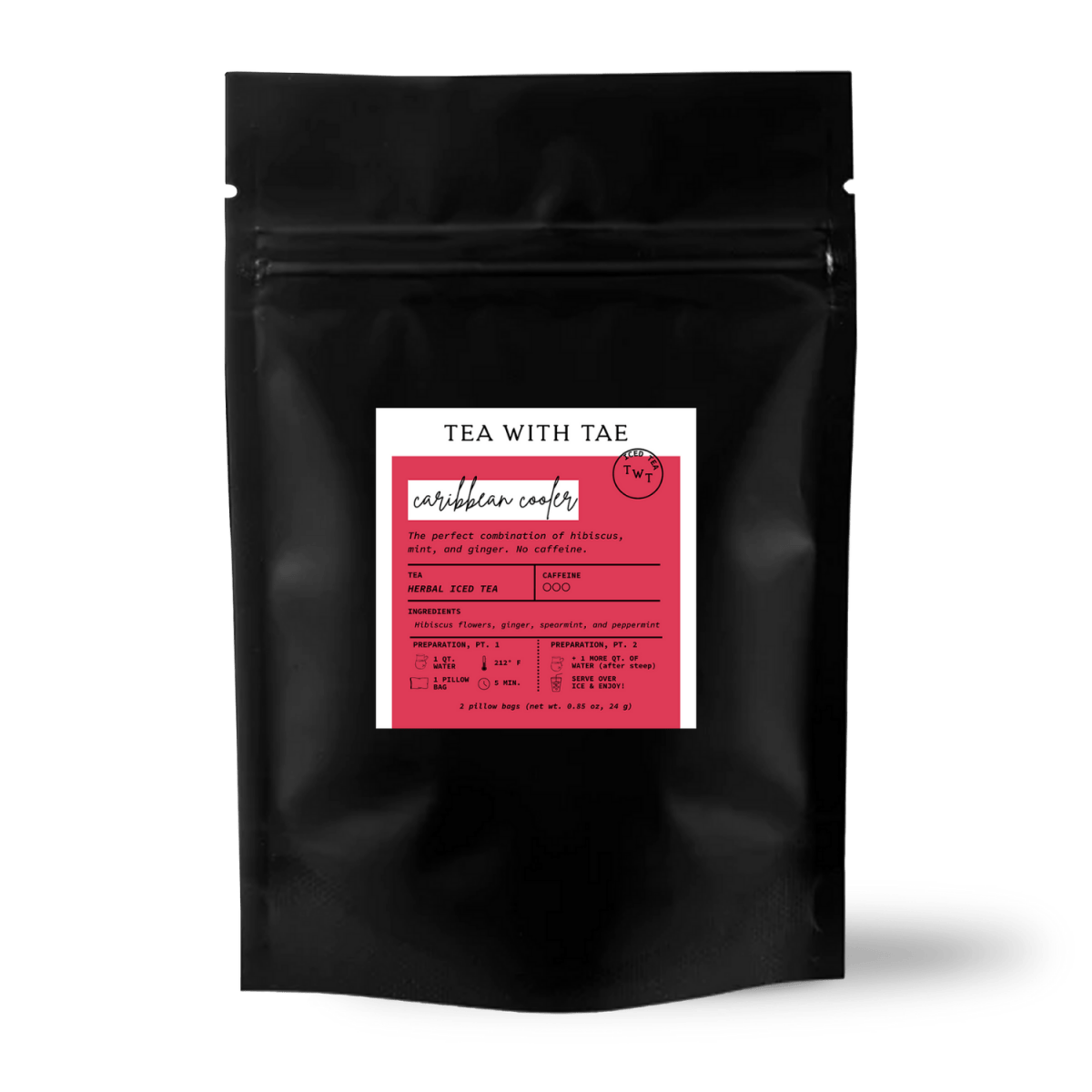 Tea with Tae Caribbean Cooler Iced Herbal Tea Sampler Pouch (2 Pillow Bags)
