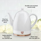 Pinky Up Noelle Ceramic Electric Tea Kettle in Grey, a sleek and modern kettle for boiling water