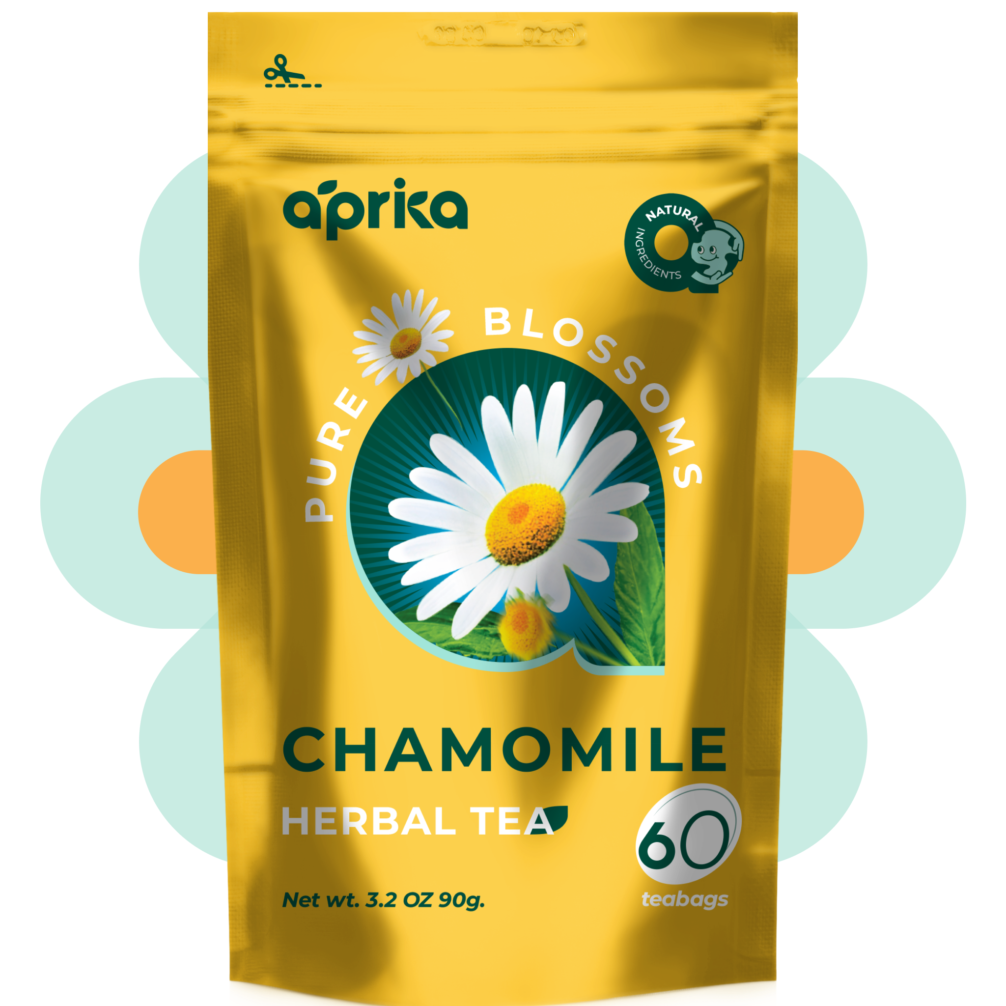 Aprika Life 100% Pure Chamomile Herbal Tea, 60 Bags