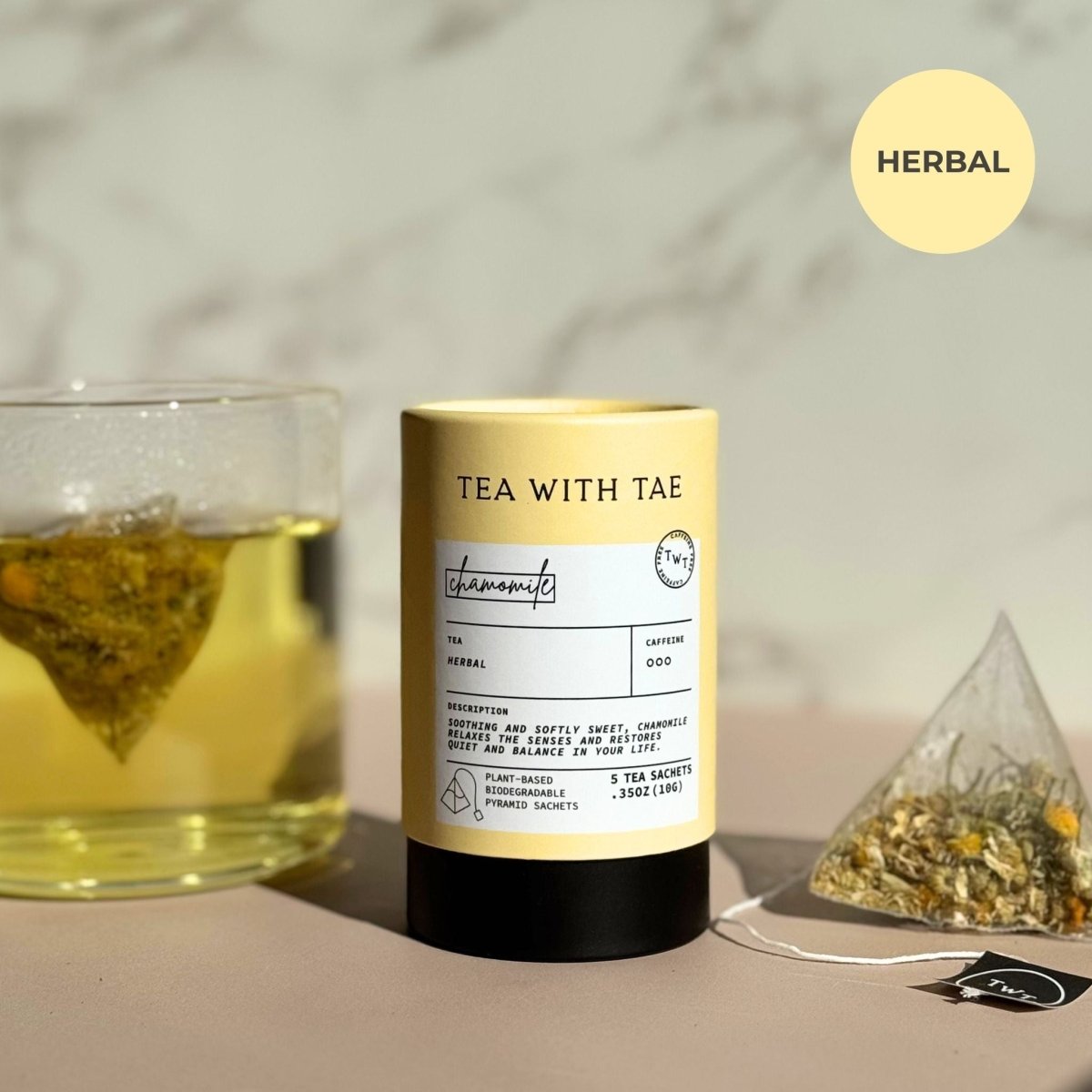 Tea with Tae Chamomile Mini Tea Tube (5 tea bags) Herbal Tea