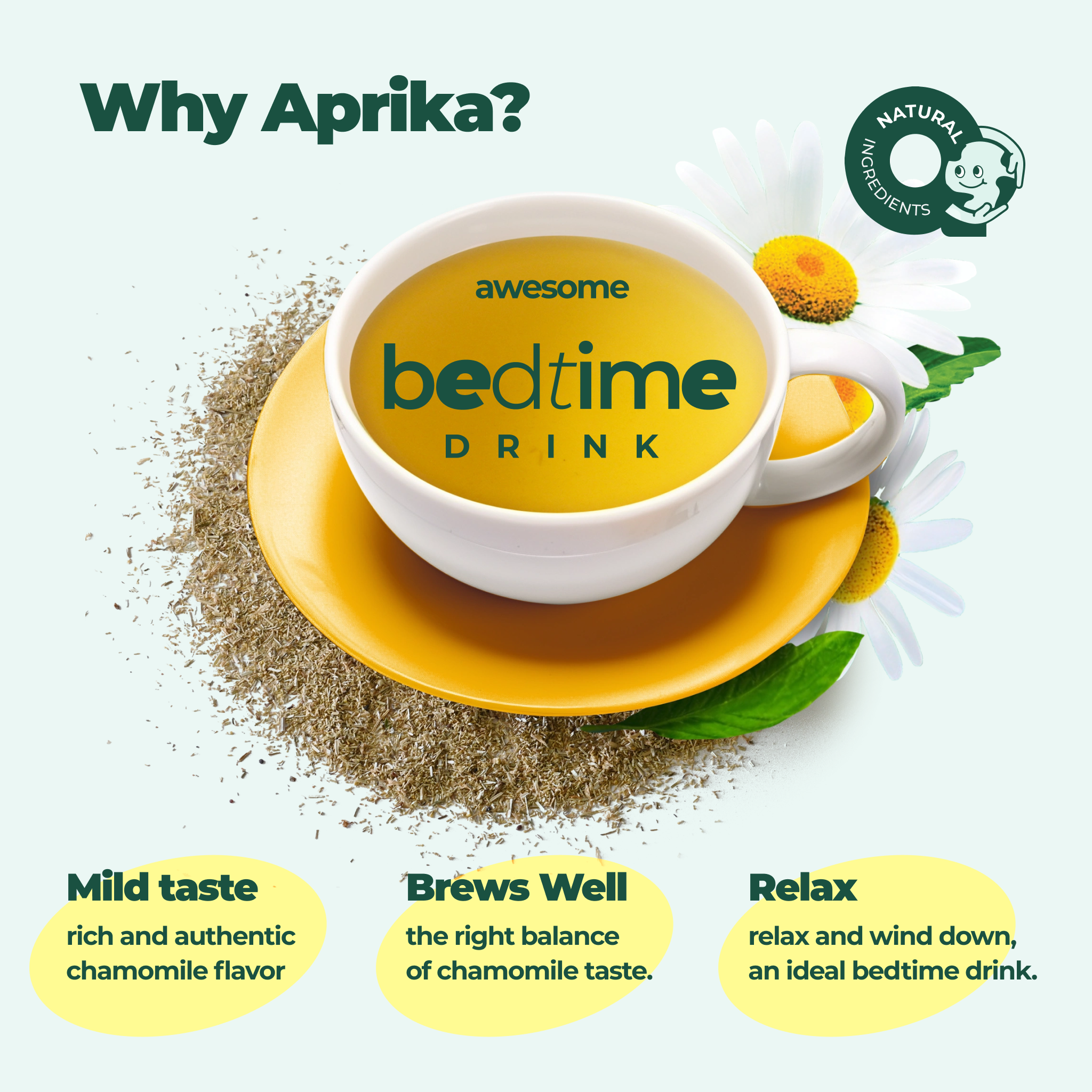 Aprika Life 100% Pure Chamomile Herbal Tea, 60 Bags