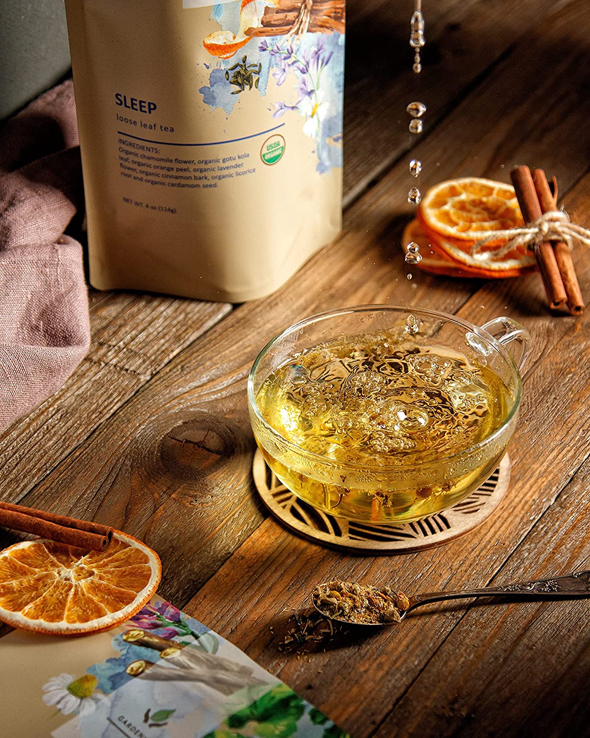 Gardenika Sleep Calm Loose Leaf Herbal Tea with Chamomile, USDA Organic, Kosher, Caffeine Free - 4 oz (114g)