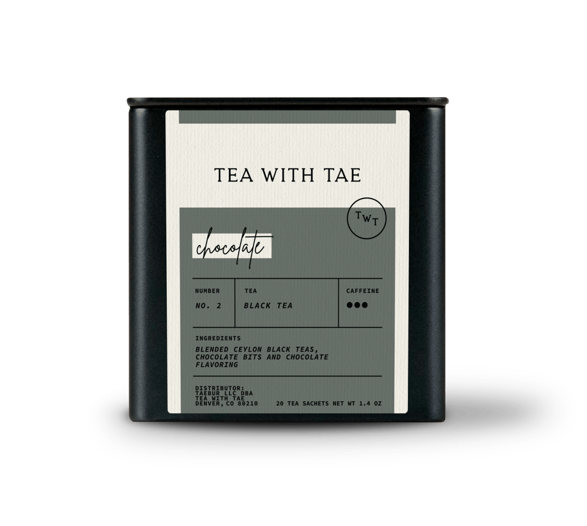 Tea with Tae Chocolate Black Tea Tin Gift (20 tea sachets)
