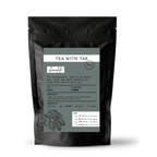 Tea with Tae Chocolate Tea Pouch by Tea with Tae, featuring a pouch of chocolate tea in a clear bag.