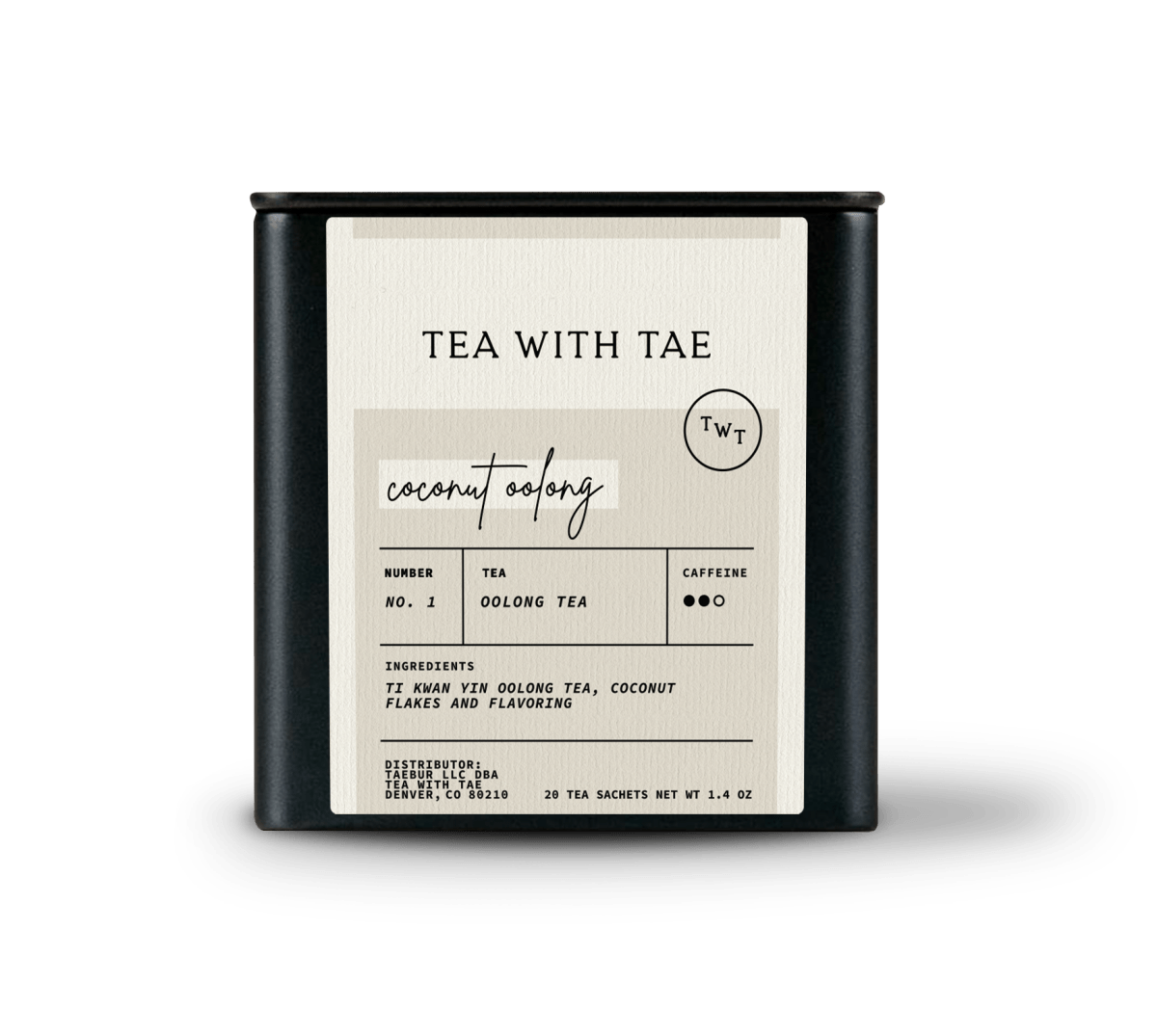 Tea with Tae Coconut Oolong Tea Tin Gift (20 tea sachets)