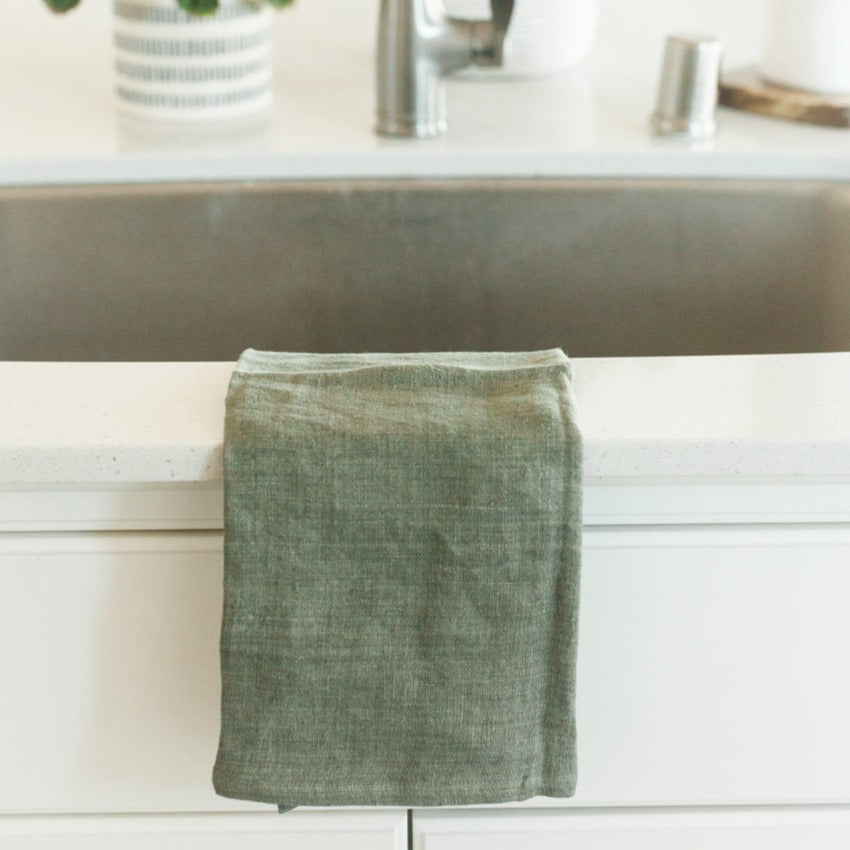 Creative Women Stone Washed Linen Tea Towel - Sage