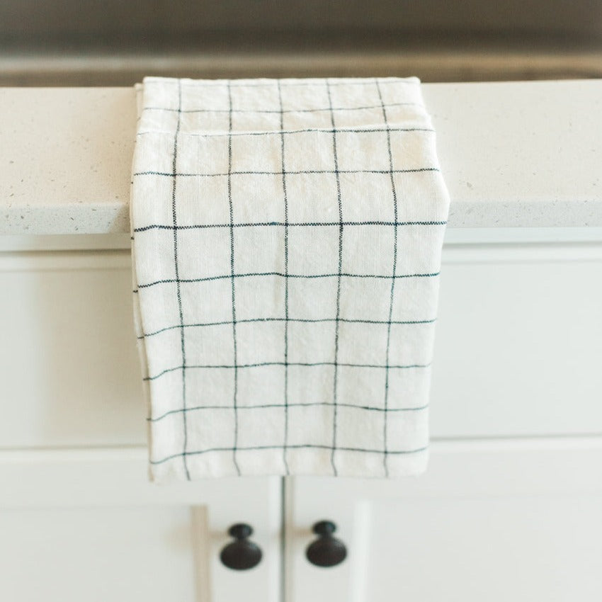 Creative Women Stone Washed Linen Tea Towel - Windowpane
