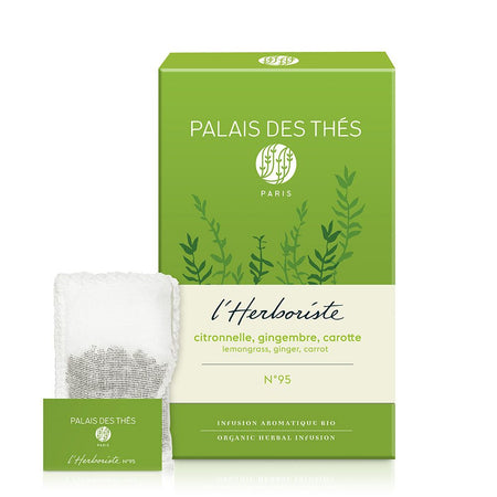 Palais des Thés ORGANIC LEMONGRASS GINGER CARROT HERBAL TEA (20 TEAG BAGS, L'HERBORISTE N° 95)