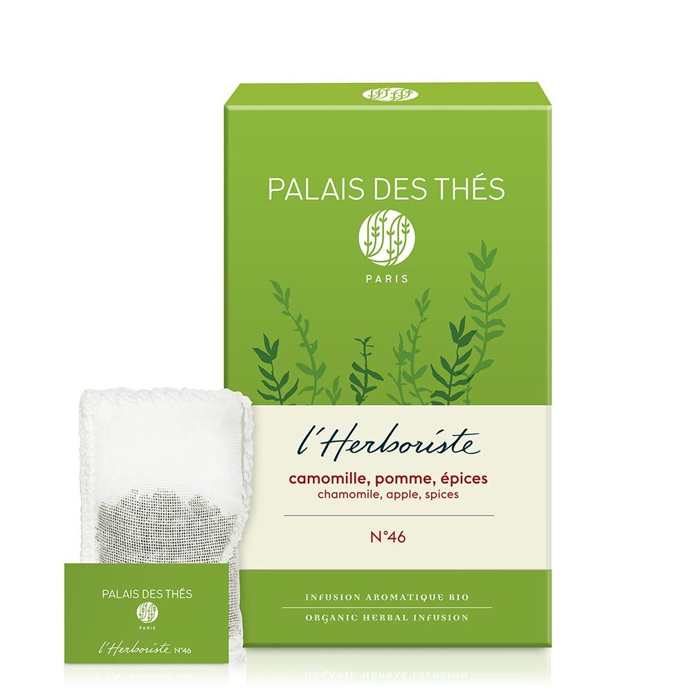 Palais des Thés ORGANIC CHAMOMILE APPLE SPICE HERBAL TEA (20 TEA BAGS, L'HERBORISTE N° 46)
