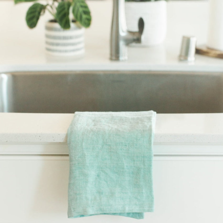 Creative Women Stone Washed Linen Tea Towel - Ocean Spray