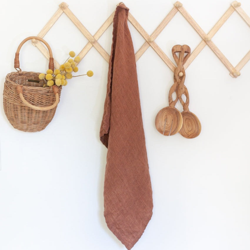 Creative Women Stone Washed Linen Tea Towel - Terracotta