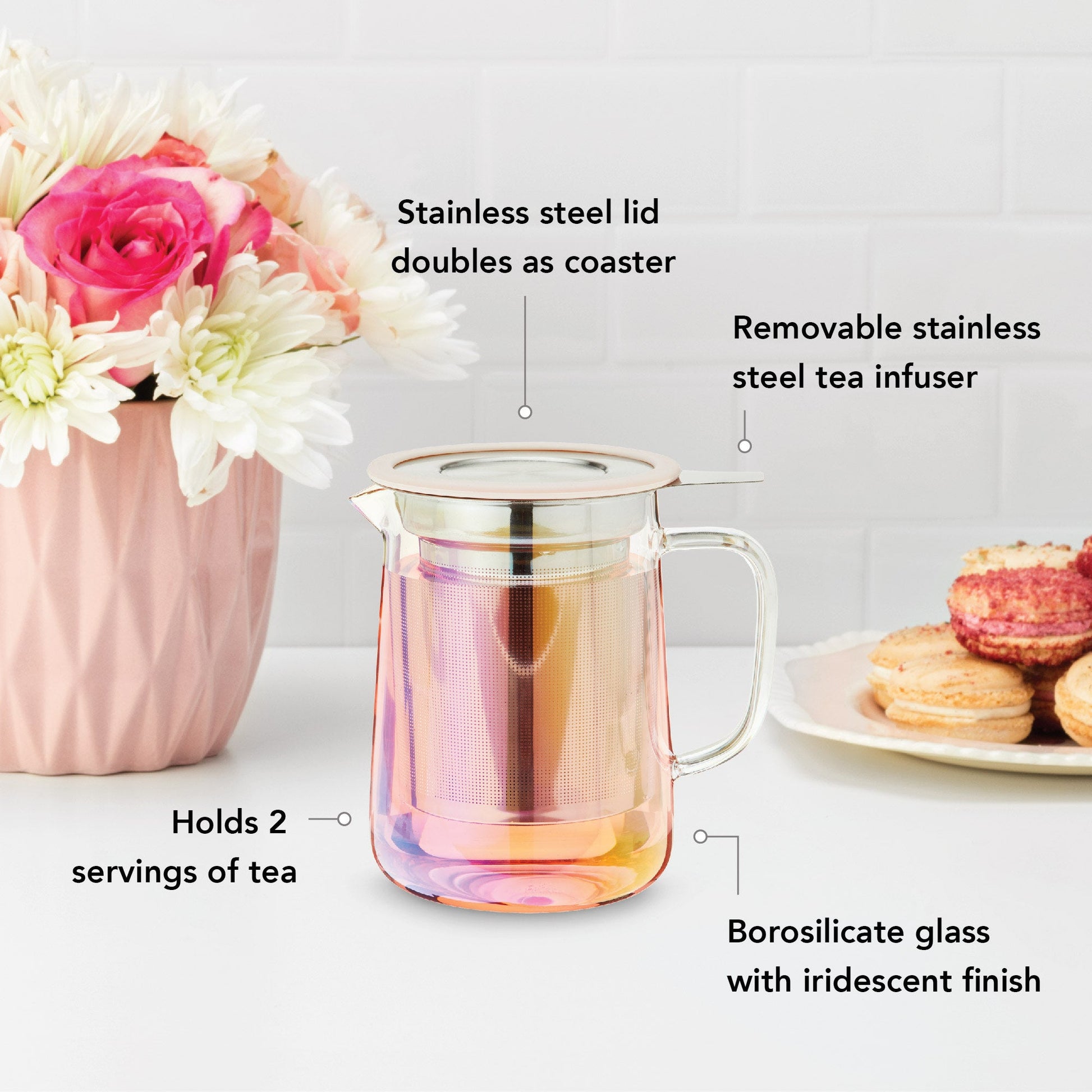 Pinky Up Chas Mini Glass Teapot & Infuser