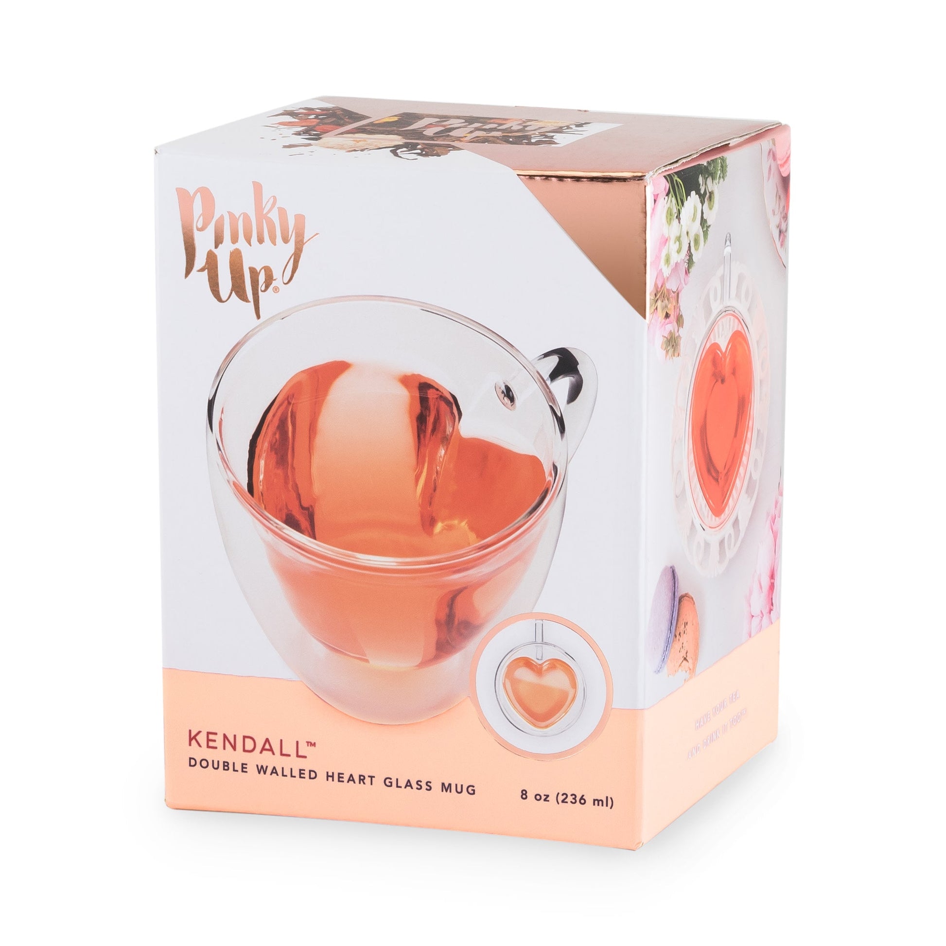 Pinky Up Kendall Heart Double Walled Glass Tea Mug