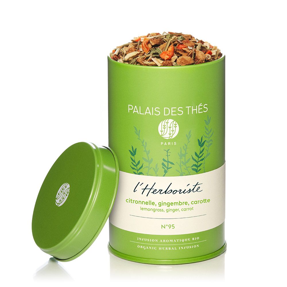 Palais des Thés ORGANIC LEMONGRASS GINGER CARROT HERBAL TEA (3.2 OZ TIN, L'HERBORISTE N° 95)