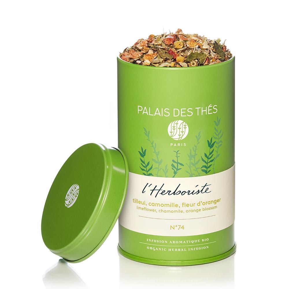 Palais des Thés ORGANIC LIMEFLOWER CHAMOMILE ORANGE HERBAL TEA (2.5 OZ TIN, L'HERBORISTE N° 74)