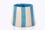 Casa Amarosa Ceramic Aqua Blue Stripe Cup - 3.5 x 2.5 Inches ( Set of 4 )