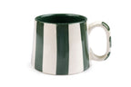 Casa Amarosa Ceramic Olive Stripe Cup - 3.5 x 2.5 Inches (Set of 4)