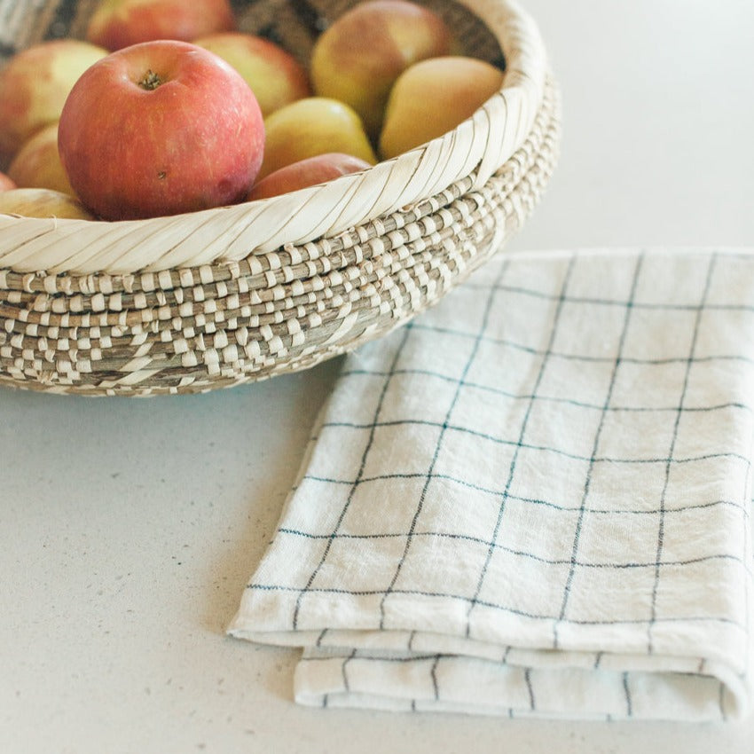 Creative Women Stone Washed Linen Tea Towel - Windowpane