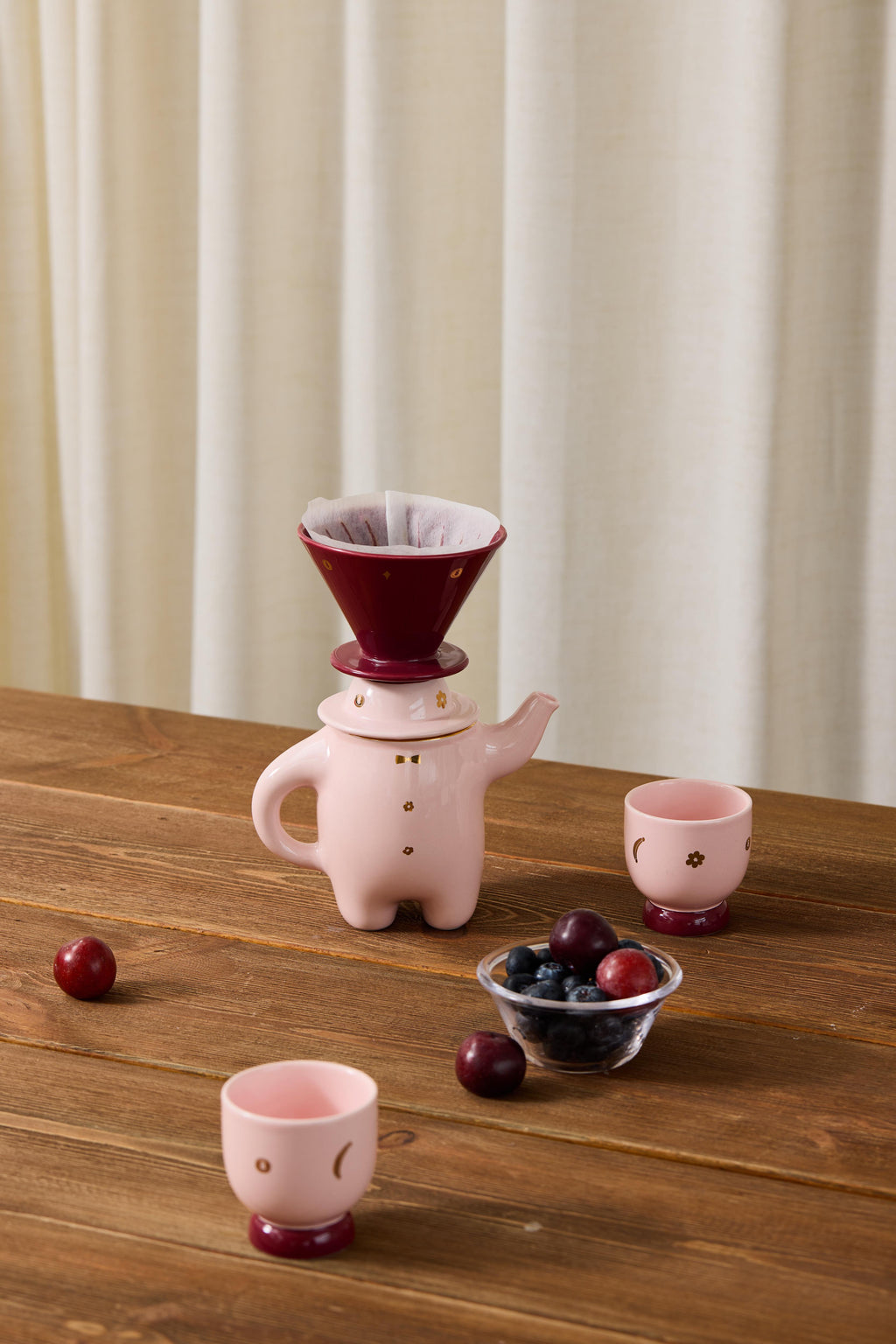 WEKUKU Brew Buddy - Elegant Porcelain Teapot & Coffee Pot (Pink)