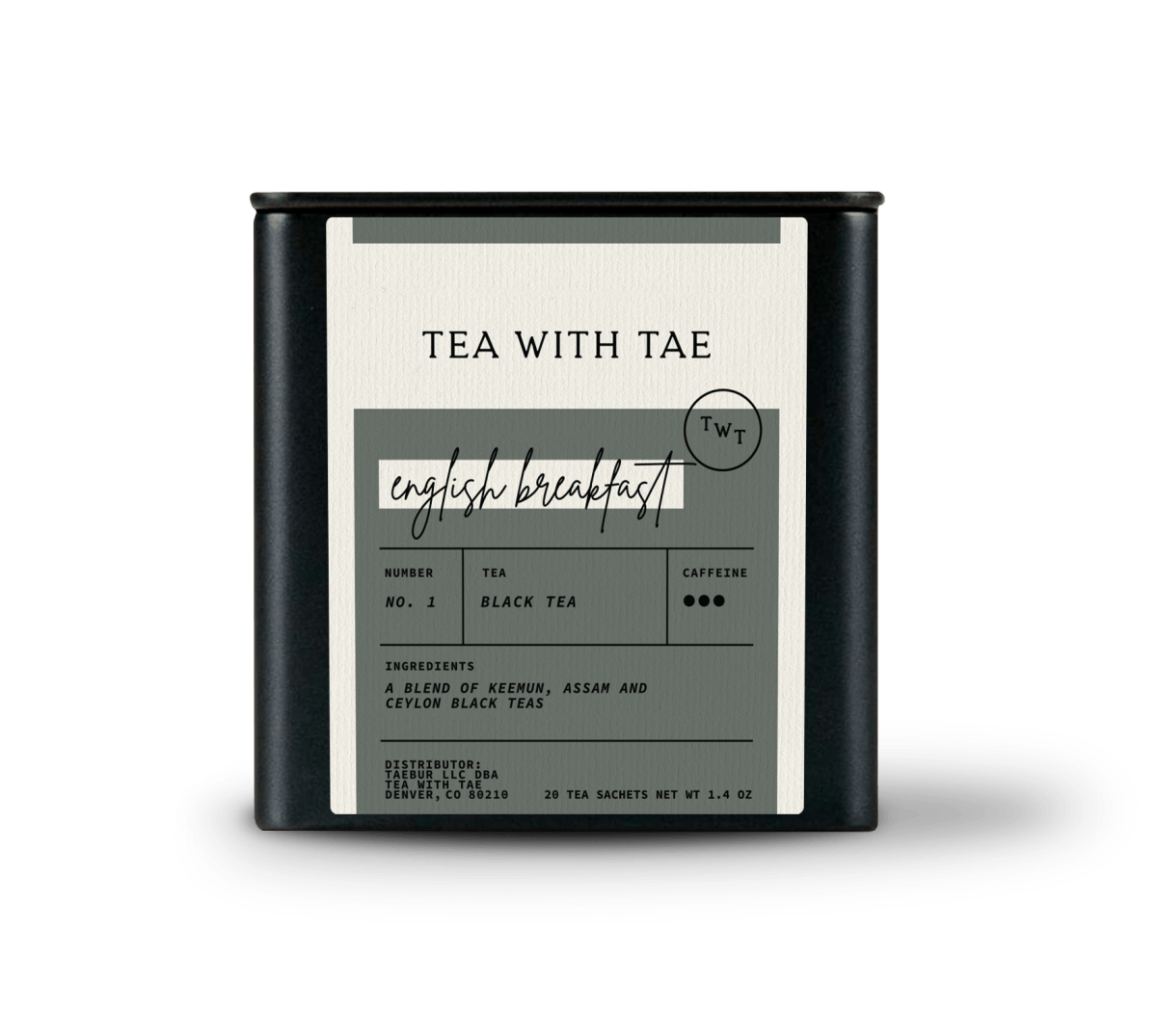 Tea with Tae English Breakfast Tea Tin Gift (20 tea sachets)