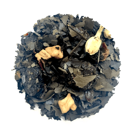 Exultant Tea by Beach House in a resealable pouch, featuring organic guayusa, raspberries, and hibiscus.