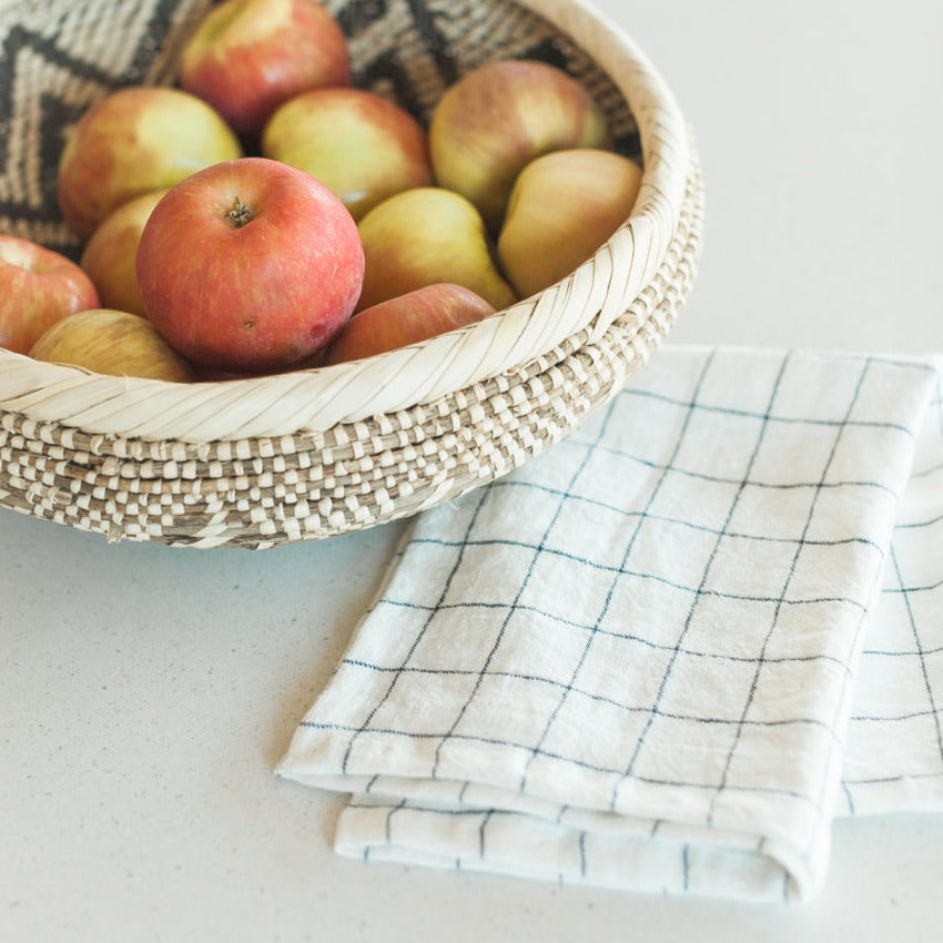 Creative Women Stone Washed Linen Tea Towel - Windowpane