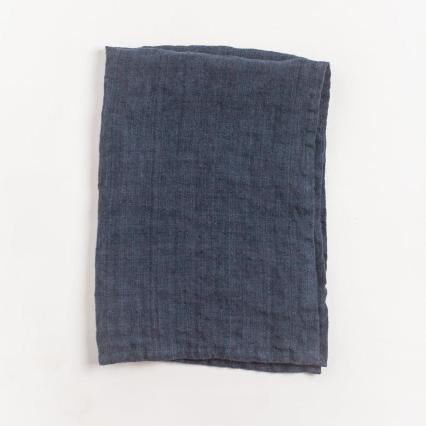 Creative Women Stone Washed Linen Tea Towel - Navy