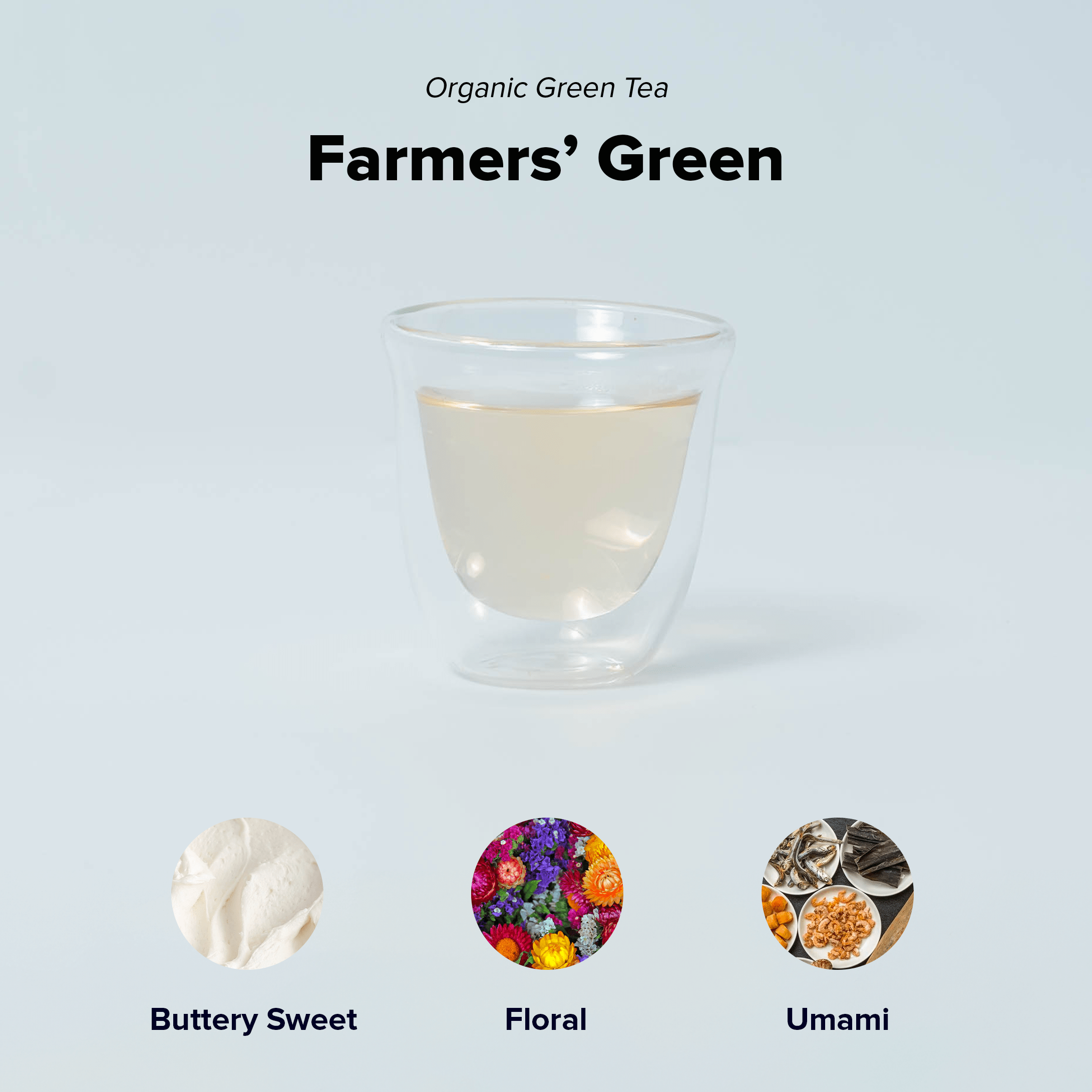 Farmers' Green by Nepal Tea, loose leaf green tea displayed in a package on a wooden surface