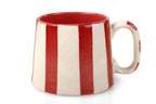 Casa Amarosa Ceramic Red Stripe Cup - 3.5 x 2.5 Inches ( Set of 2 )
