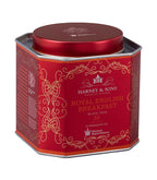 Harney & Sons Royal English Breakfast, HRP Tin of 30 Sachets, featuring a tin with tea sachets for brewing black tea.