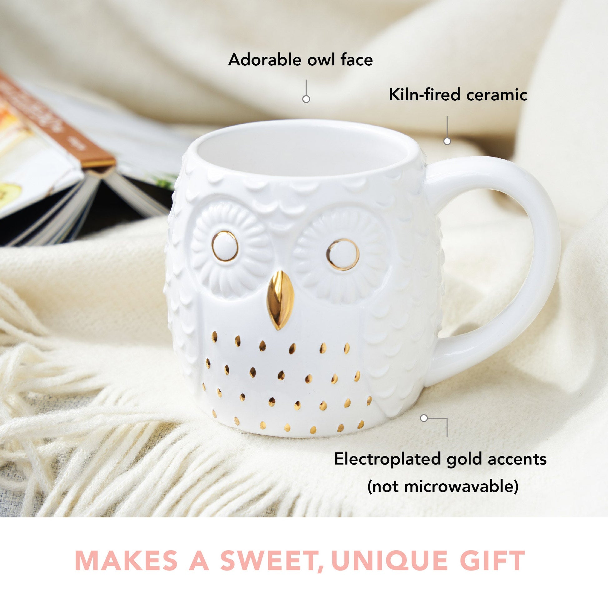 Pinky Up Olivia Ceramic Owl Mug