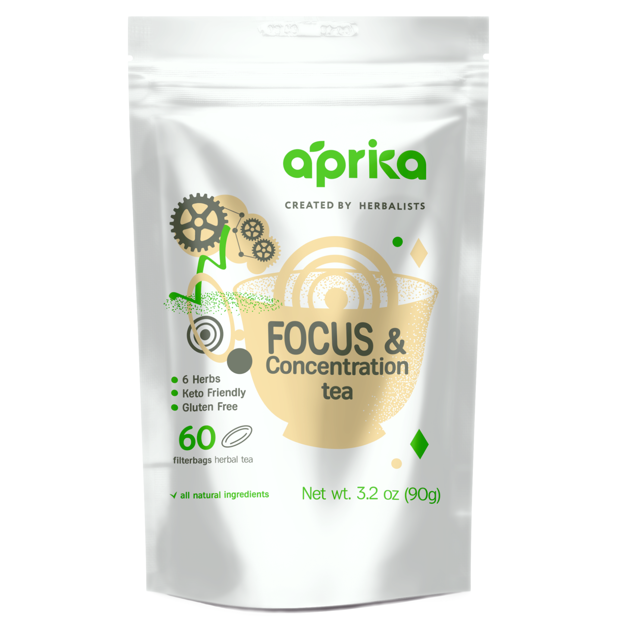 Aprika Life Focus & Concentration Herbal Tea, 60 Bags