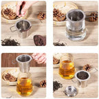 Foldable strainer by Nepal Tea, shown in a web image, designed for easy storage and efficient straining of liquids.