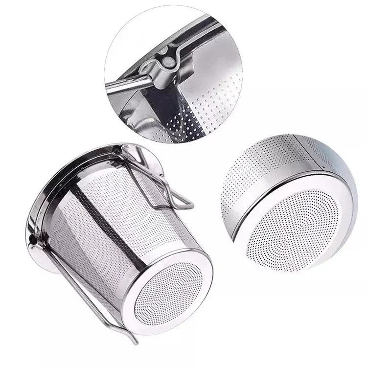 Foldable strainer by Nepal Tea, a compact kitchen tool for draining liquids, shown folded and ready for storage.