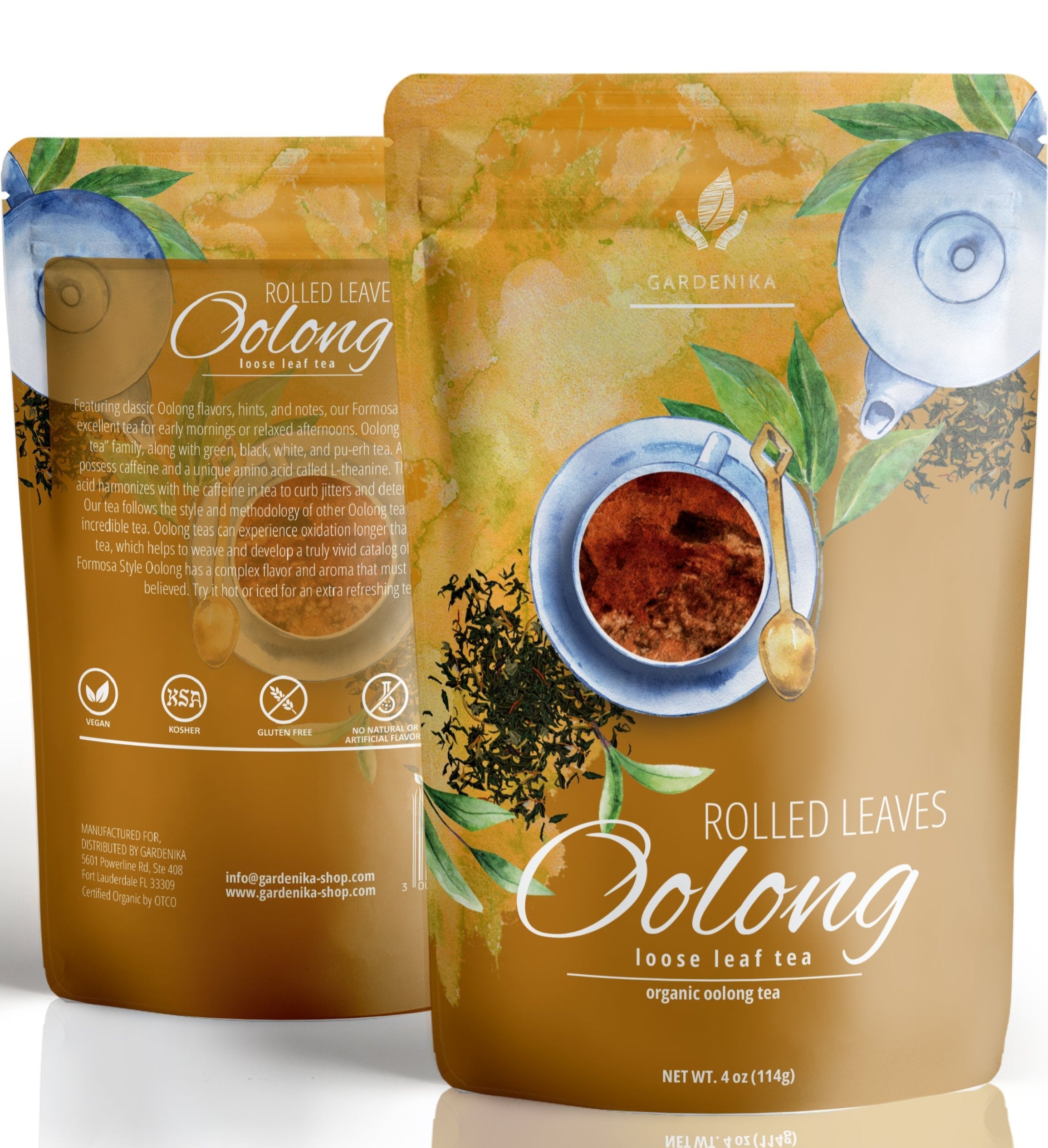 Gardenika Oolong Green Tea, Loose Leaf, USDA Organic, 55+ Cups – 4 Oz (113g)