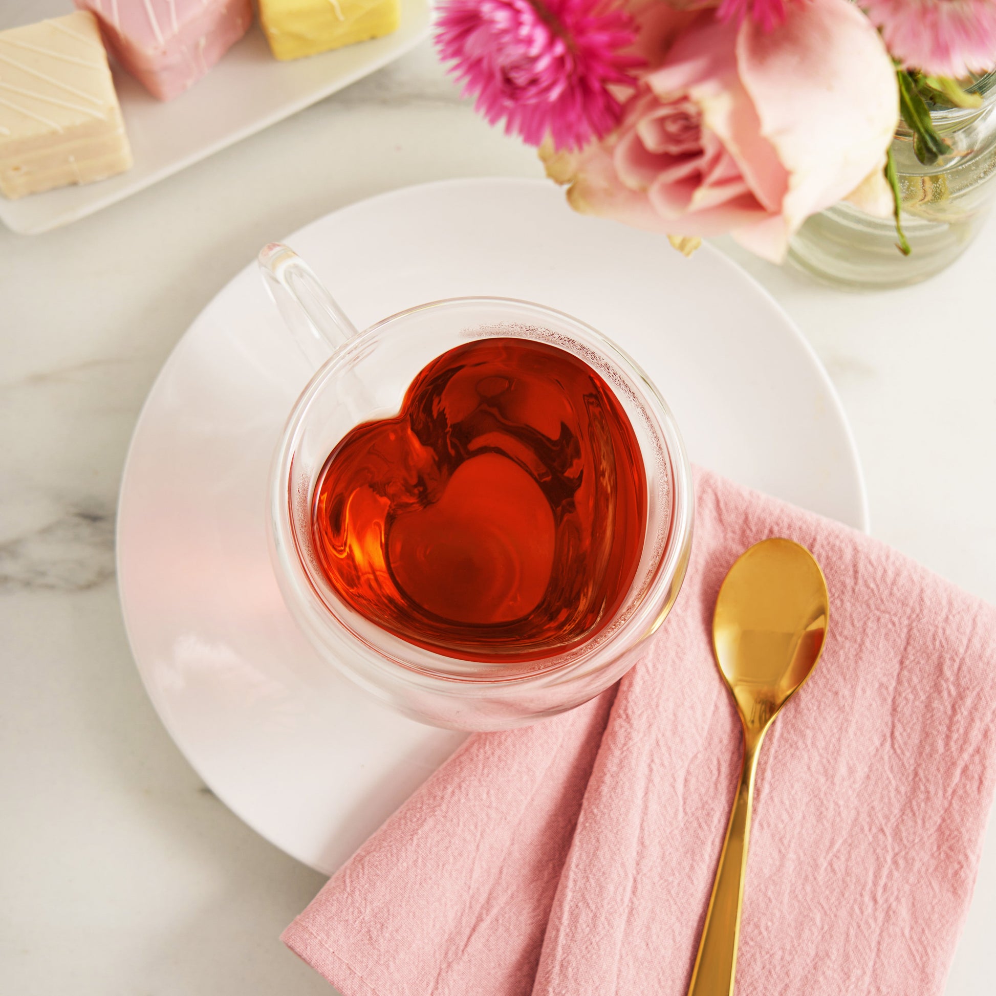 Pinky Up Kendall Heart Double Walled Glass Tea Mug