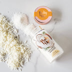 Pinky Up Coconut Sugar in a clear bag, showcasing its natural brown sugar texture against a neutral background.