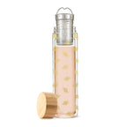 Pinky Up Blair Bee Glass Travel Infuser Mug, featuring a clear glass body and a bee design lid, ideal for tea infusing.