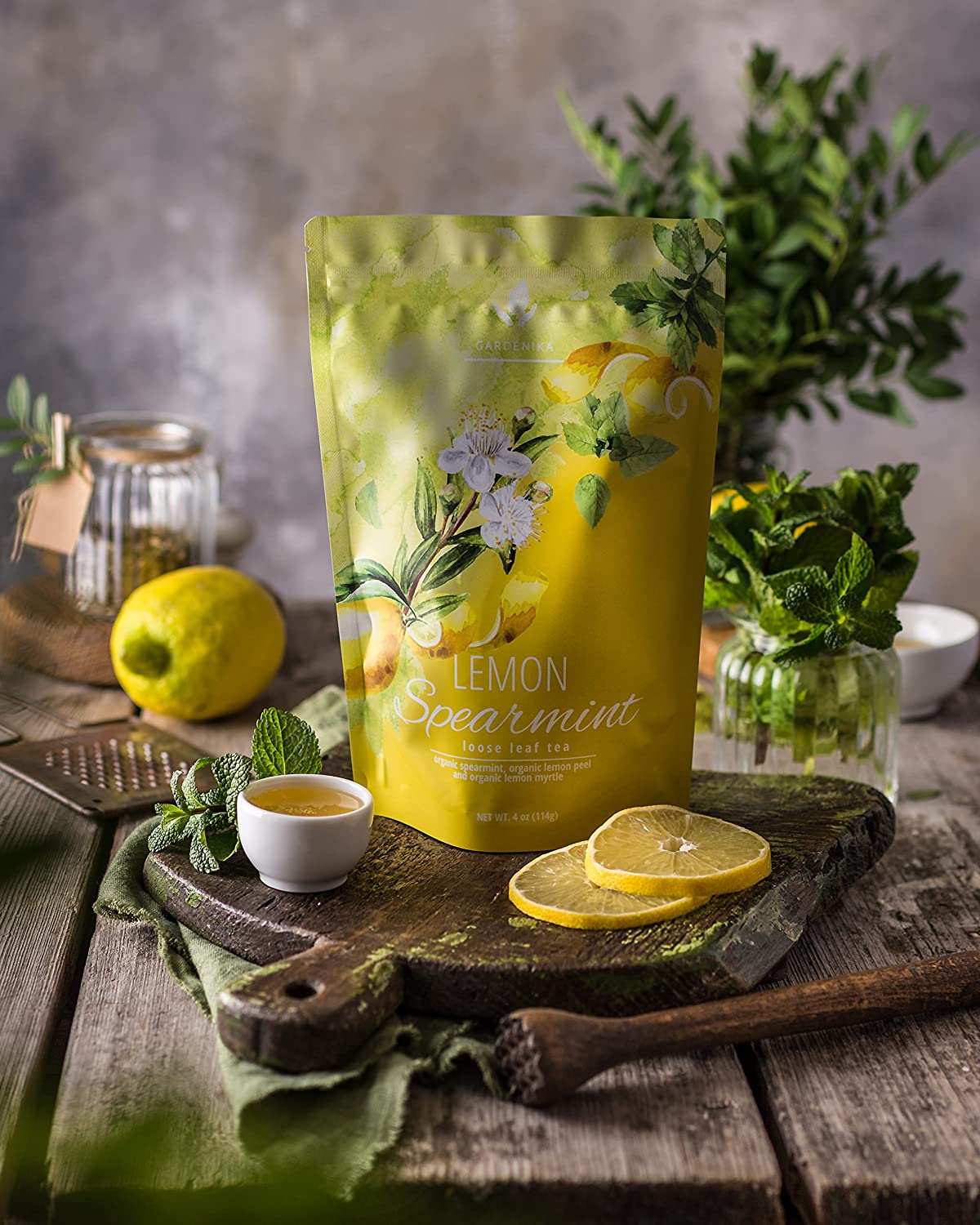 Gardenika Gardenika Lemon Spearmint Tea, Loose Leaf, USDA Organic, Kosher, Caffeine Free – 4 Oz (113g)
