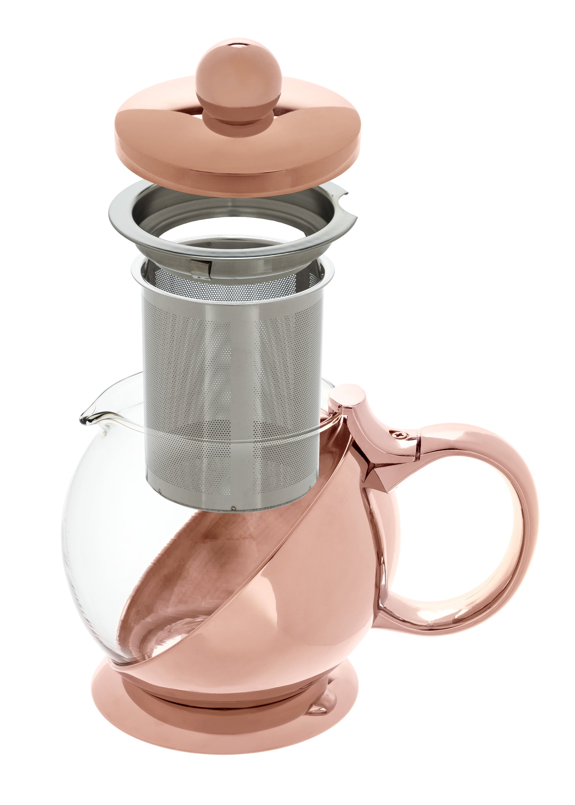 Pinky Up Shelby Glass and Rose Gold Wrapped Teapot