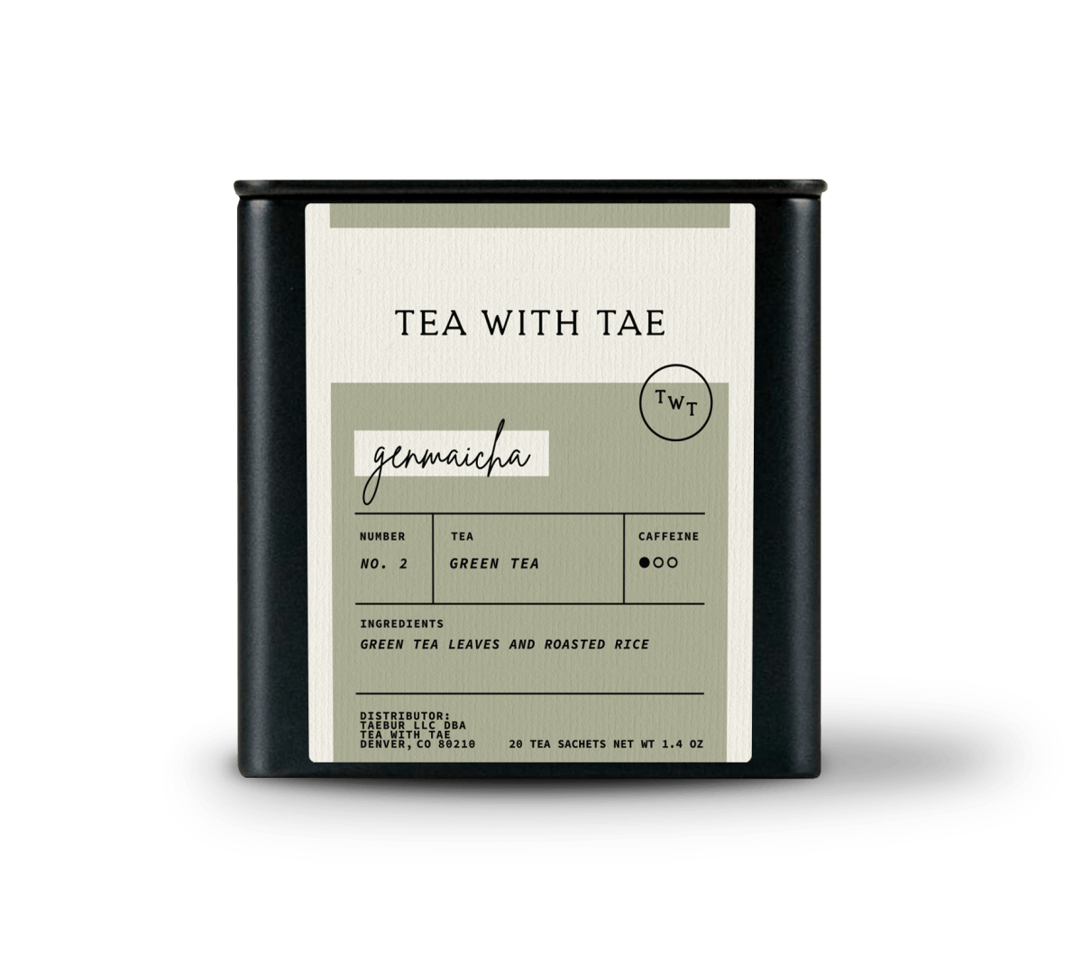 Tea with Tae Genmaicha Tea Tin Gift (20 tea sachets)