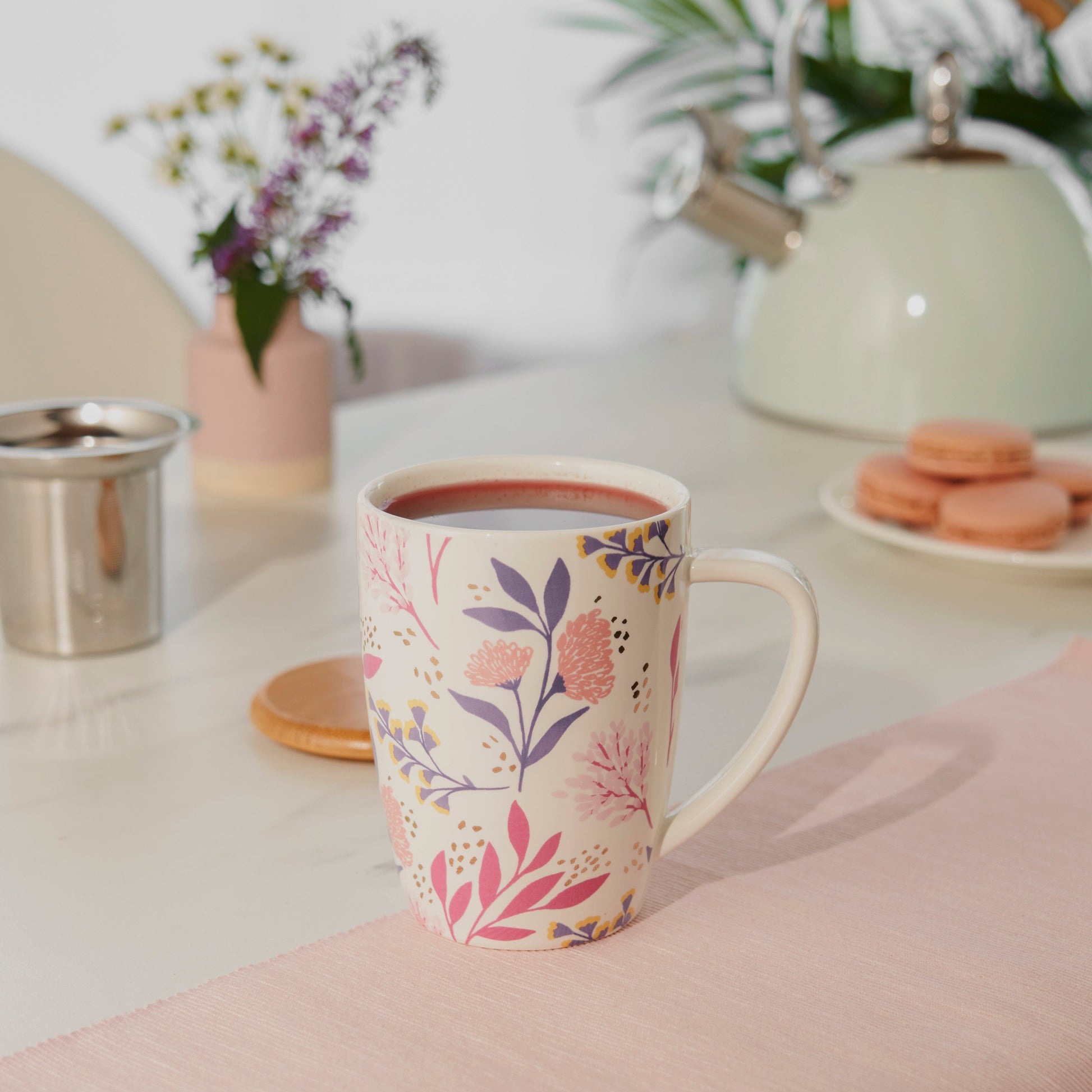 Pinky Up Bailey: Botanical Bliss Ceramic Tea Mug & Infuser