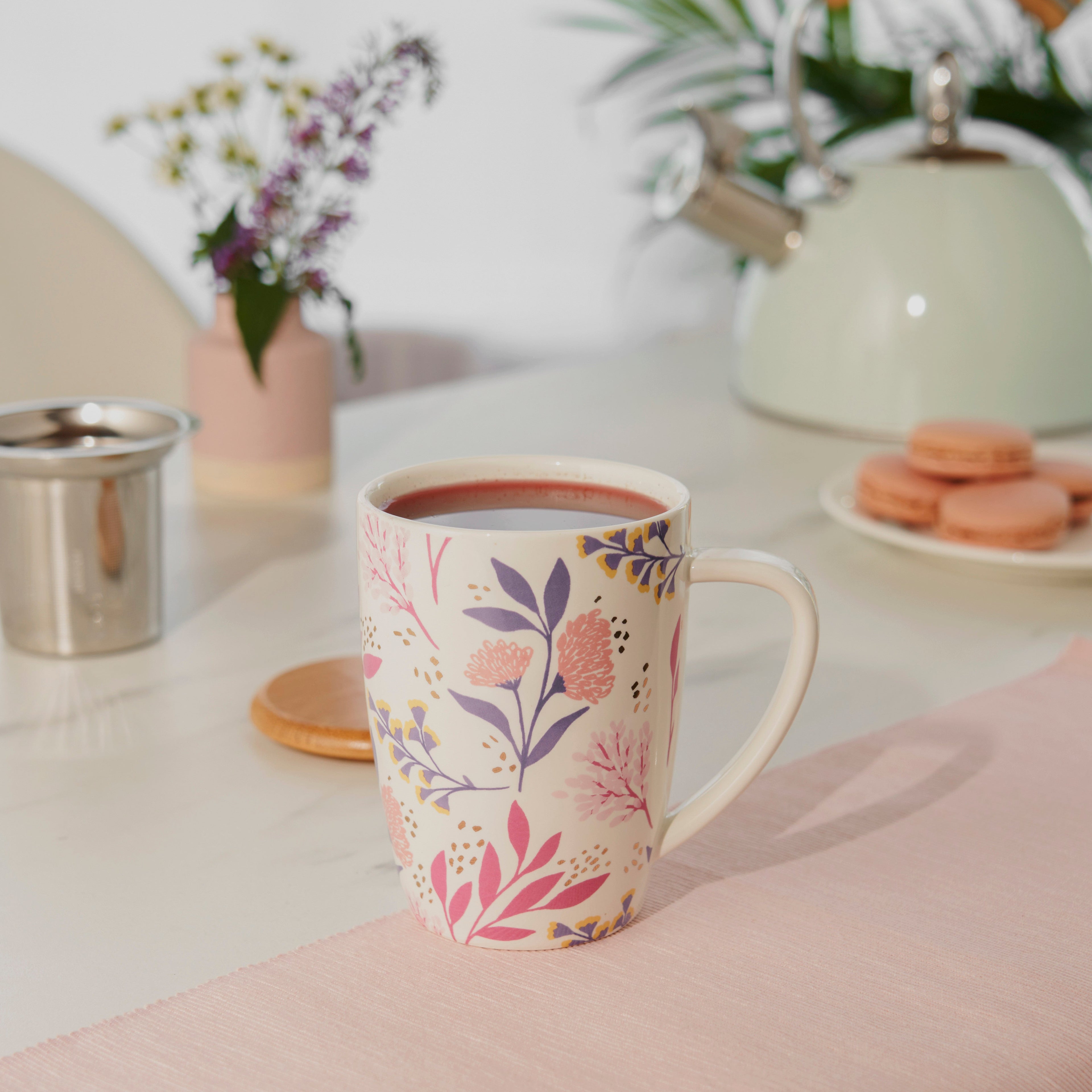 Pinky Up Bailey: Botanical Bliss Ceramic Tea Mug & Infuser