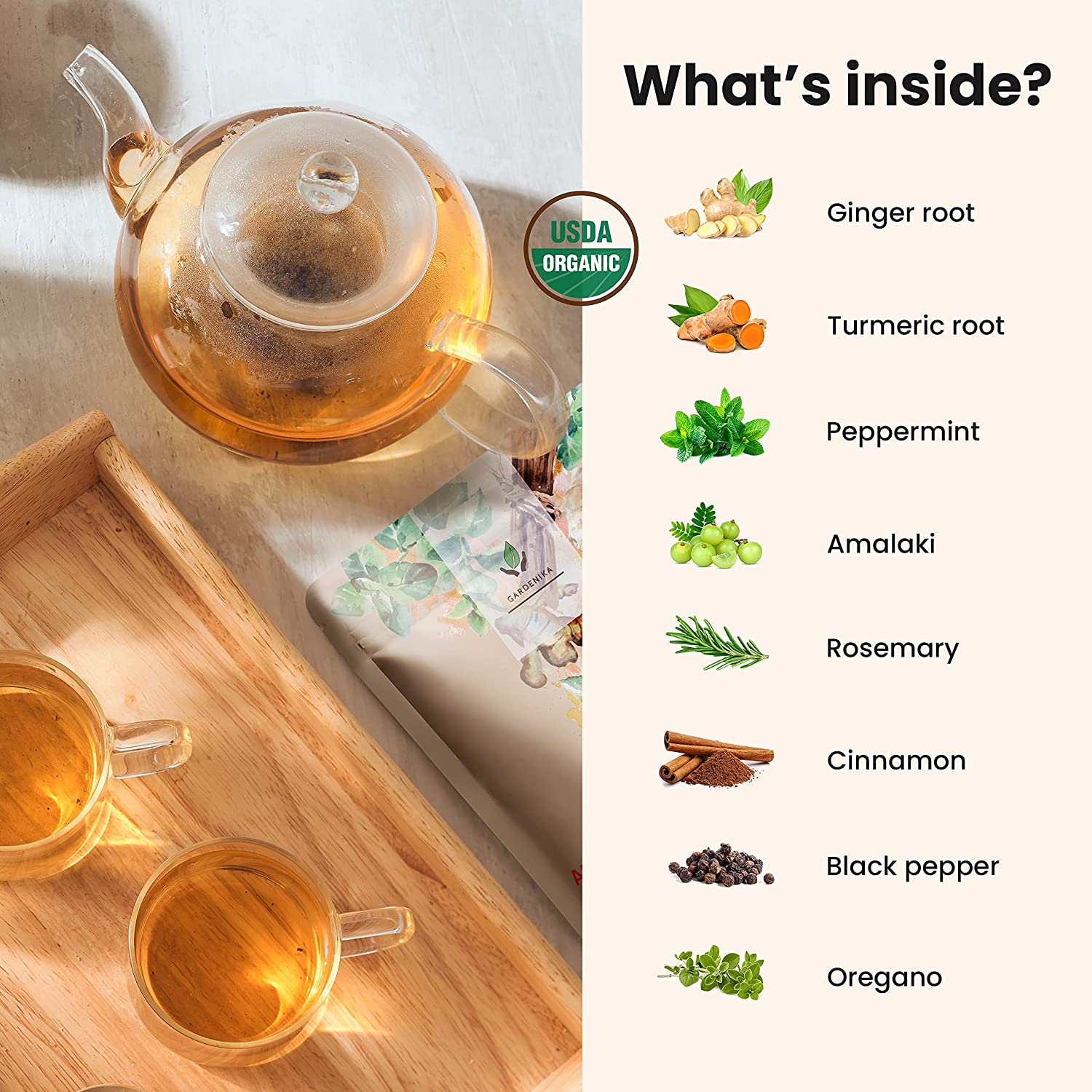 Gardenika Anti-Inflammatory Tea, Loose Leaf, USDA Organic, Kosher, Herbal & Caffeine-Free - 4 oz (114g)